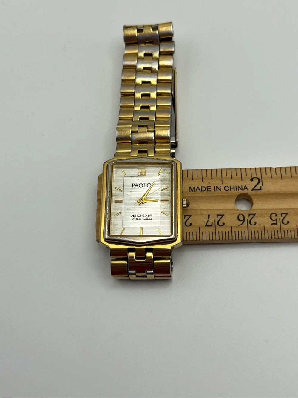 Paolo (Designed by Paolo Gucci) Gold Tone Rectangular Dress Smartwatch